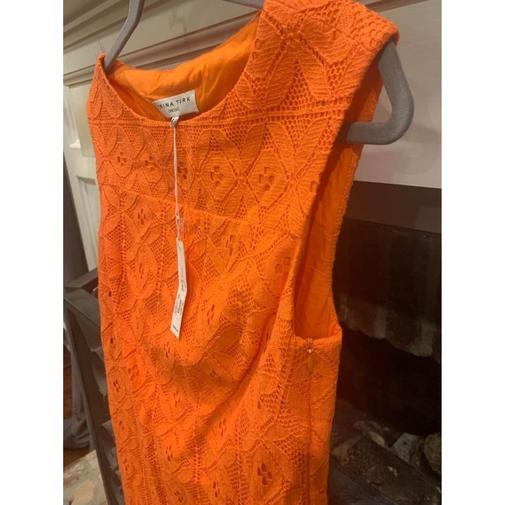 NWT Trina Turk orange lace inspired casual dress, size 4, OP $348.00 (Bin X) - Picture 4 of 8
